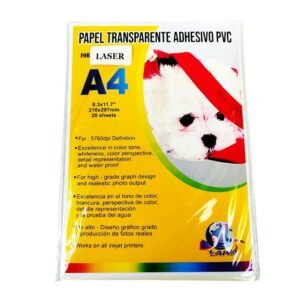 Papel Transparente Adhesivo para Impresoras Láser A4 - Paquete de 20 Hojas